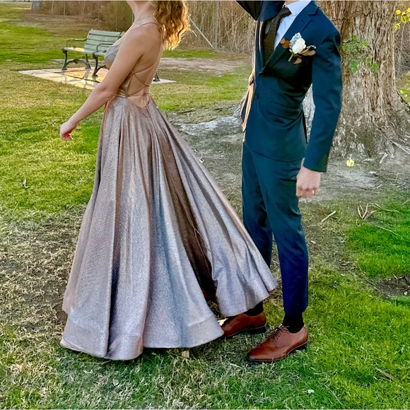 Elegant Gold Prom Dress - Picture 3 of 10